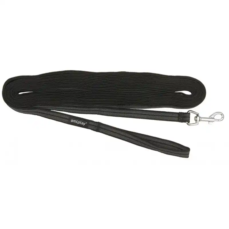 AMIPLAY Smycz treningowa Rubber 5 m - Czarna Zniżka
