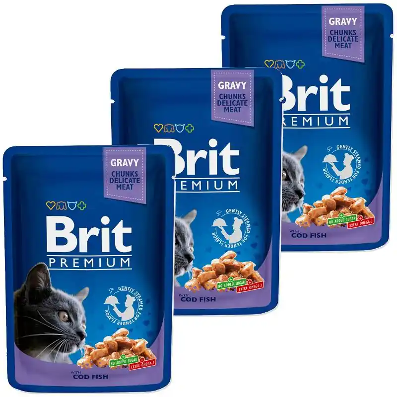 Najlepsza cena Brit Premium Cat with Cod Fish Karma z dorszem dla kota 12x100g PAKIET