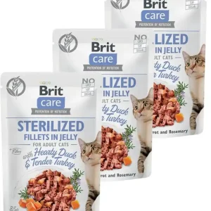 Brit Care Fillets with Duck&Turkey for Sterilised Cats Karma z kaczką i indykiem w galaretce dla kota 24x85g PAKIET Zamów teraz