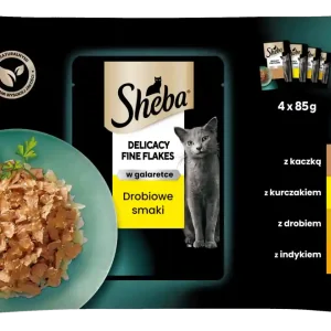 Sheba Delicacy Fine Flakes Kolekcja smaków drobiowych Karma w galaretce dla kota 4x85g Super okazja