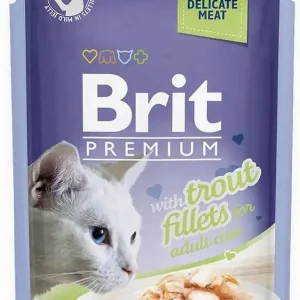 Szybka wysyłka Brit Premium with Trout Fillets for Adult Cats Karma z pstrągiem w galaretce dla kota 85g
