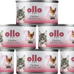 Hit sprzedaży Ollo nr 7 Chicken&Chicken Heart Karma z kurczakiem i sercami kurczaka w sosie dla kota 24x70g PAKIET