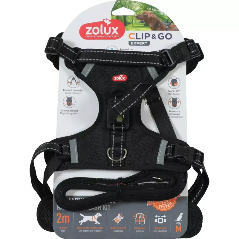 ZOLUX Zestaw szelki + smycz dla psa CLIP and GO M czarny Kup online