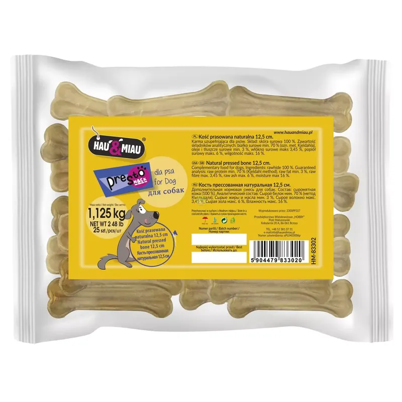 KOŚĆ PRASOWANA NATURALNA, 12,5cm, 25szt./op, 1,125kg/op, 16 op/karton Wyjątkowa oferta