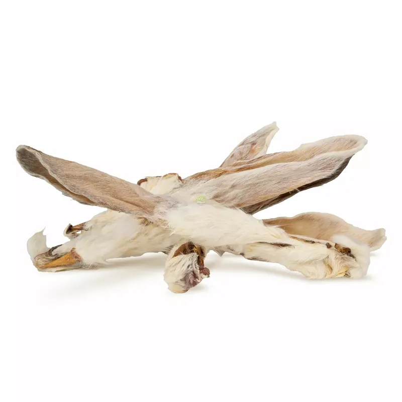 Bezpieczne zakupy Puzzo Snack, przysmak dla psa, ucho królicze z futrem, około 20-25cm, 1kg
