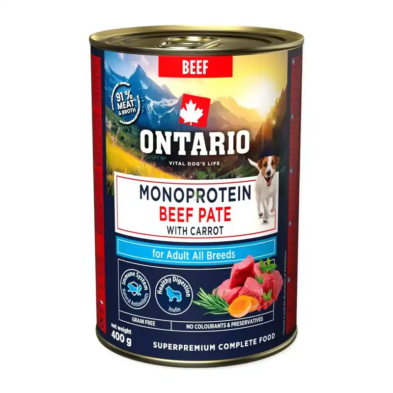 Tani Ontario Adult Monoproteinowe Pate z wołowiny z marchewką 400g (214-860040)