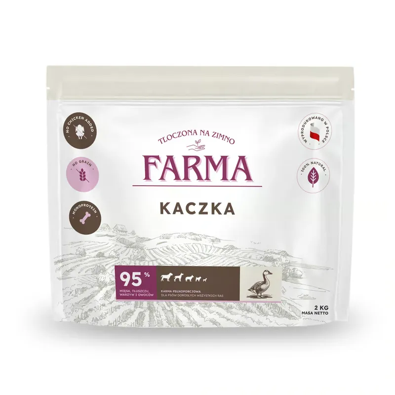 Zamów teraz Farma Kaczka Hipoalergiczna karma sucha tłoczona na zimno 12 kg (6×2 kg)