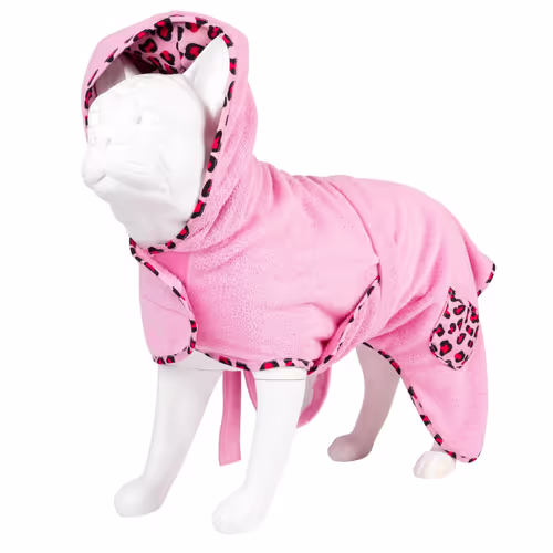 Wyprzedaż Max&Molly Bathrobe Leopard Pink – szlafrok miękki i chłonny, wzór różowy rozm S