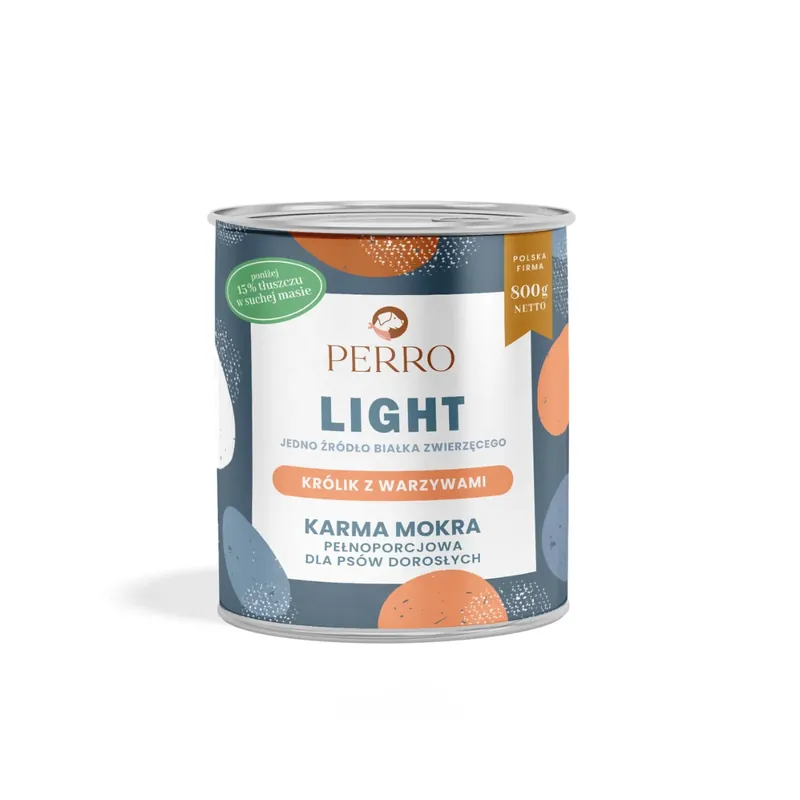 Perro Karma mokra Light Królik z warzywami – monobiałkowa formuła dla psów dorosłych 800g Dodaj do koszyka