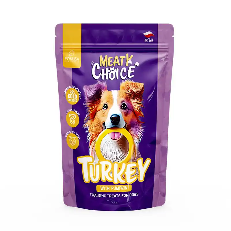 Oferta MEATY CHOICE TURKEY WITH PUMPKIN – tłoczone na zimno smaczki dla psa indyk z dynią