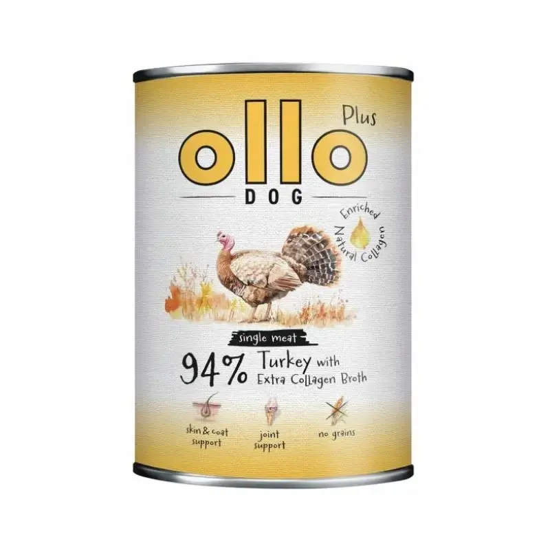 Wyprzedaż Ollo Plus kolagen Indyk 400 g karma mokra