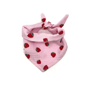 Tulki – apaszka dla psa 25-35 cm różowa w truskawki Oferta limitowana