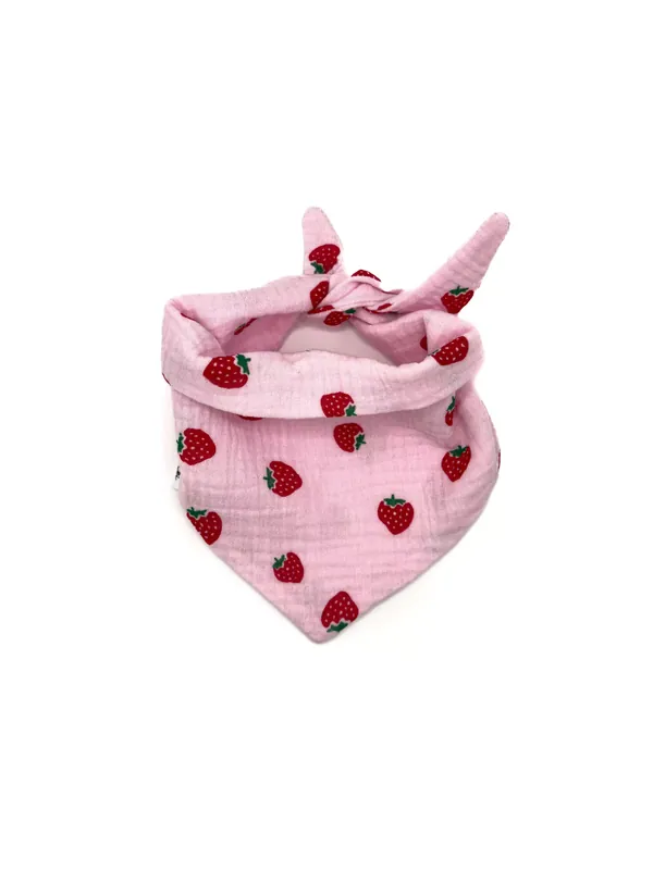 Tulki – apaszka dla psa 25-35 cm różowa w truskawki Oferta limitowana