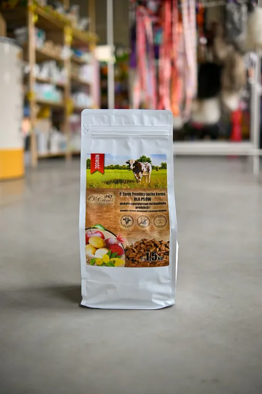 O’CANIS Premium Wołowina z prosem, ziemniakami – sucha karma dla psa 1,5kg Ostatnie sztuki