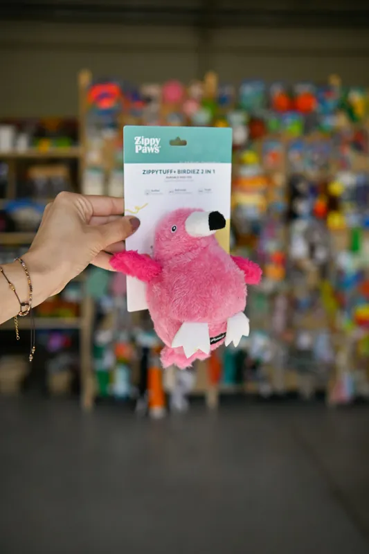 ZippyTuff+ 2 in 1 Birdiez – Flamingo Różowy Flaming pluszowy z piłka z TPR we wnętrzu ZP1135 Cena promocyjna