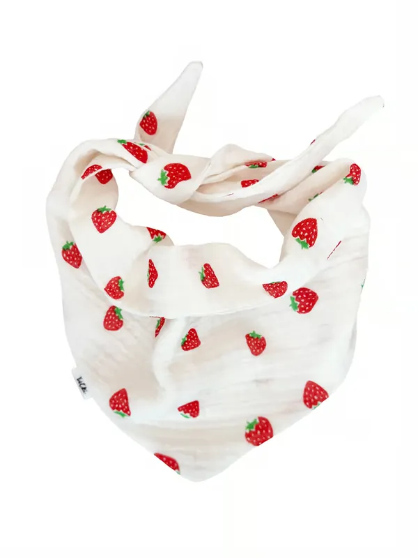 Ostatnie sztuki Tulki – apaszka dla psa 35-50 cm śmietankowa w truskawki