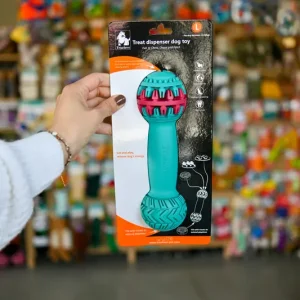 Nie przegap Truelove Zabawka z wypustkami na przysmaki dla dużego psa Teether turkusowa