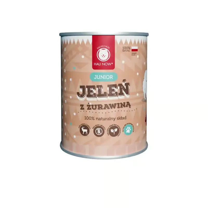 Hau Now Mokra karma monobiałkowa jeleń z żurawiną junior 400g Promocja