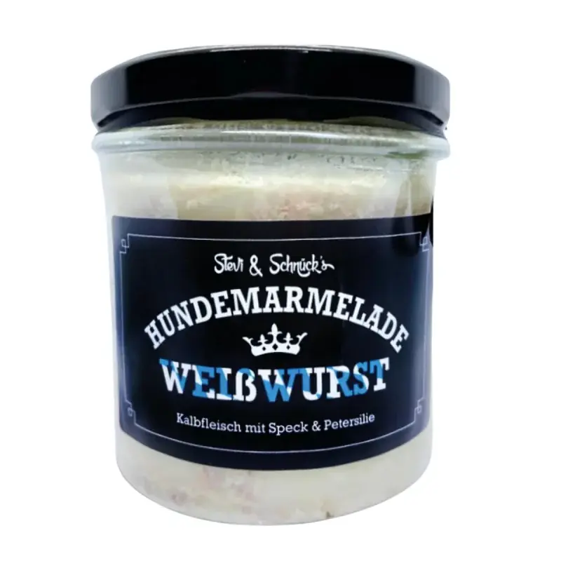 Nowy Stevi & Schnück‘s Hundemarmelade Liebe DŻEM DOBRY BIAŁA KIEŁBASA CIELĘCA 275g