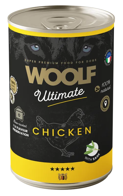 Oferta czasowa WOOLF Ultimate Dog Adult Chicken with sage karma mokra kurczak 400g