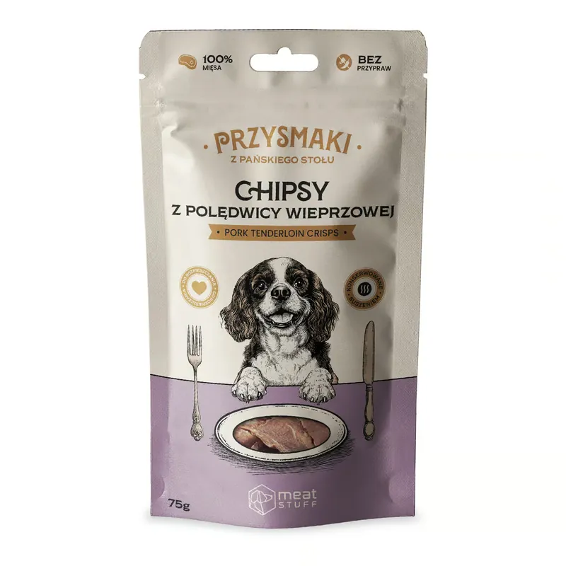 Meatstuff Przysmaki „Z Pańskiego Stołu” – Chipsy z polędwicy wieprzowej (doypack 75 g) Rabat