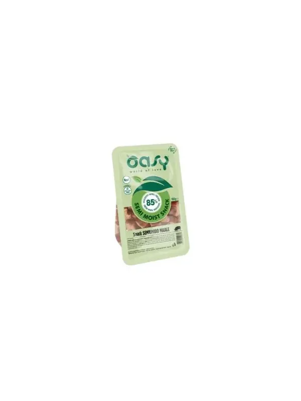 Bezpieczne zakupy OASY SNACK SEMI MOIST Z WIEPRZOWINĄ 100G – miękkie smaczki dla psa