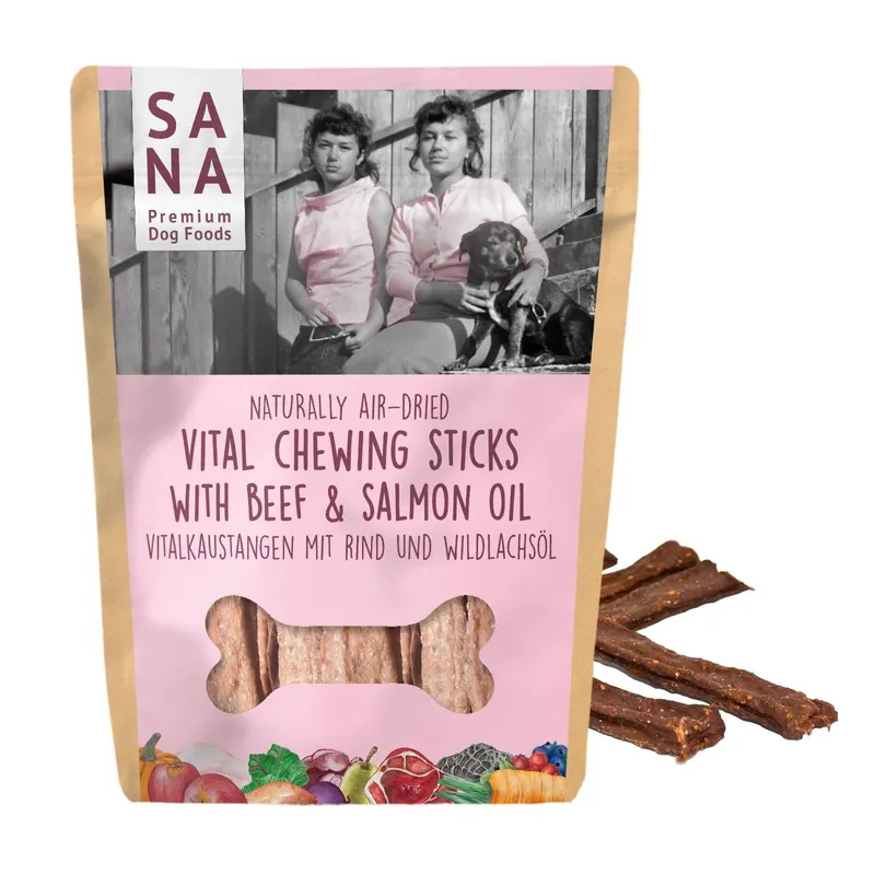 Darmowy zwrot SANADOG Dental Vital Sticks – Pałeczki do żucia z Wołowiną i Olejem z Łososia 150g