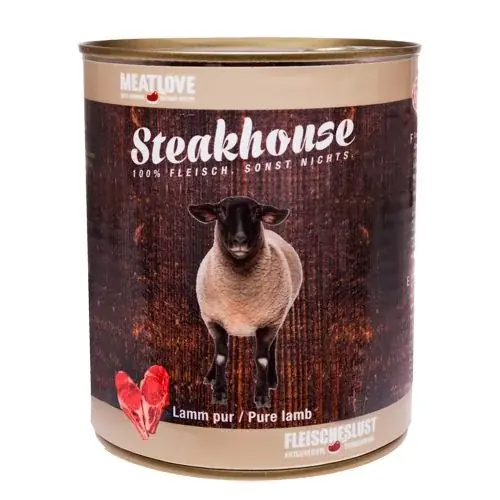 Ograniczona ilość MEATLOVE STEAKHOUSE PURE LAMB – karma uzupełniająca dla psa i kota jagnięcina 400 g