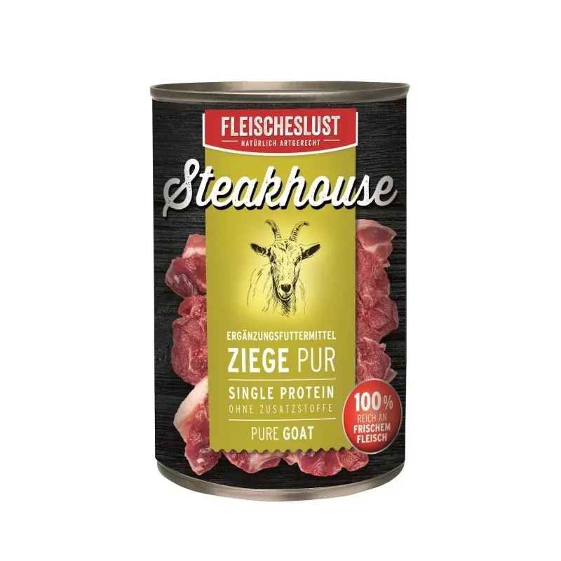 Wyjątkowa oferta MEATLOVE STEAKHOUSE PURE GOAT – karma uzupełniająca dla psa i kota kozina 400 g