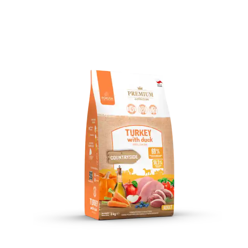 Bezpieczna płatność PREMIUM SELECTION POKUSA- sucha karma indyk z kaczką dla psów dorosłych 1 kg
