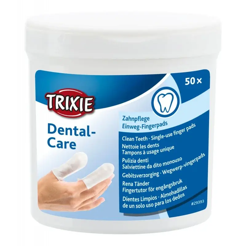 Łatwy zwrot TRIXIE Dental Care czyste zęby u psa nakładki na palce 50 szt
