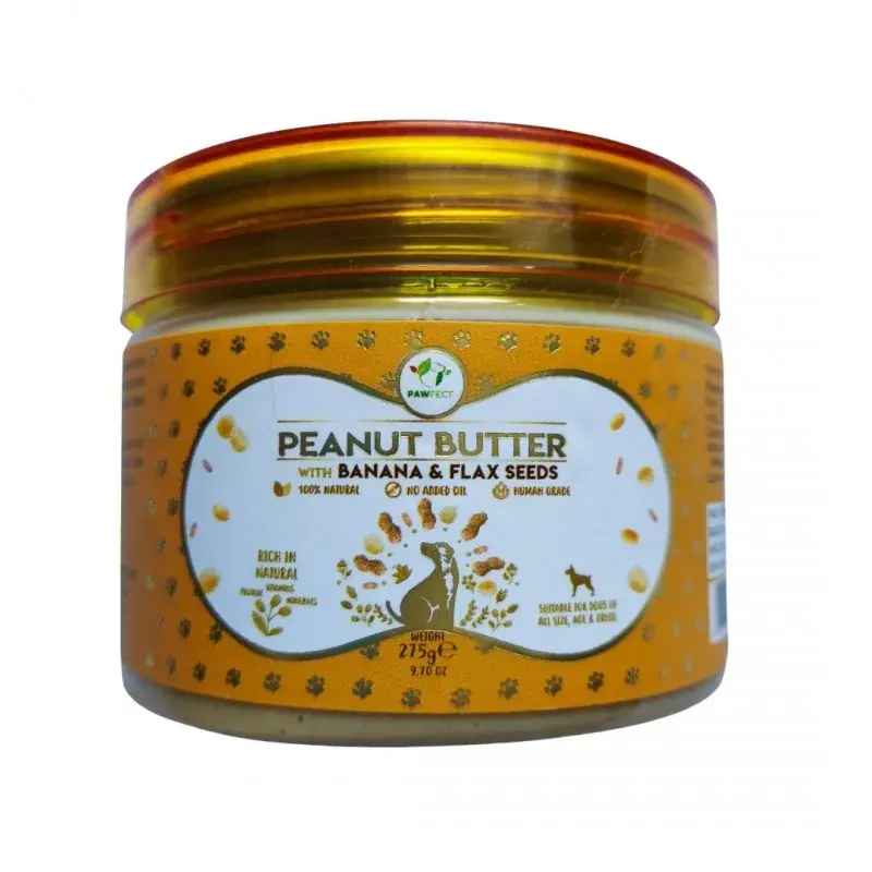 PAWFECT Peanut Butter BANANA & FLAXSEEDS Masło orzechowe z bananem i siemieniem lnianym 275 g Zniżka