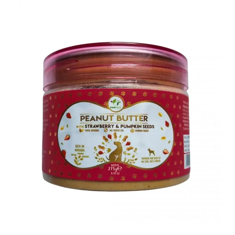 PAWFECT Peanut Butter STRAWBERRY & PUMPKIN SEEDS Masło orzechowe z truskawkami i nasionami dyni 275g Wyjątkowa oferta