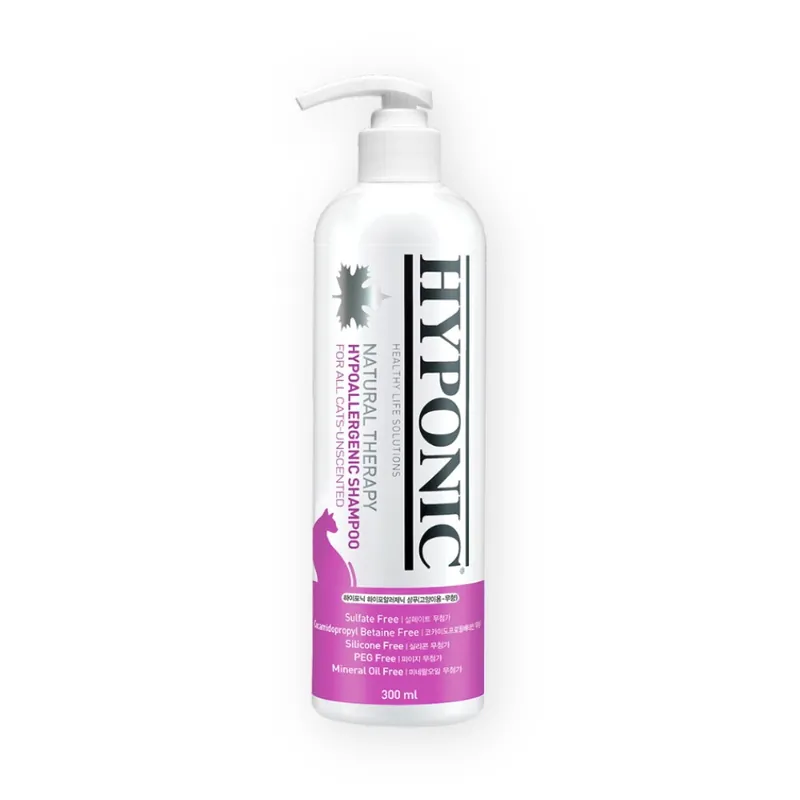 Nie przegap Hyponic Hypoallergenic Cats-Unscented Shampoo 300 ml - hipoalergiczny, bezzapachowy szampon dla kotów