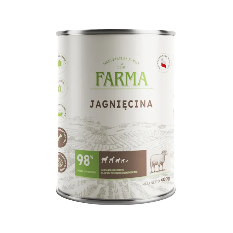 Ekspresowa dostawa FARMA Select Jagnięcina 400g – Karma mokra dla psa