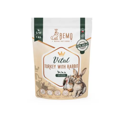 Tylko dziś Bemo Indyk z kr贸likiem Vital S/M M/L (1kg) - sucha karma dla psa