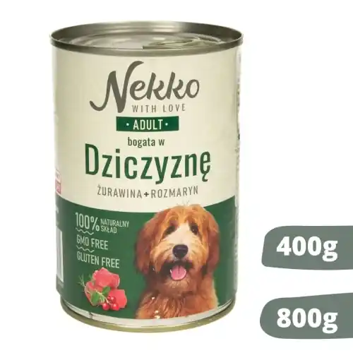 Do wyczerpania zapasów Nekko adult dziczyzna puszka 400g/800g - mokra karma dla ps贸w
