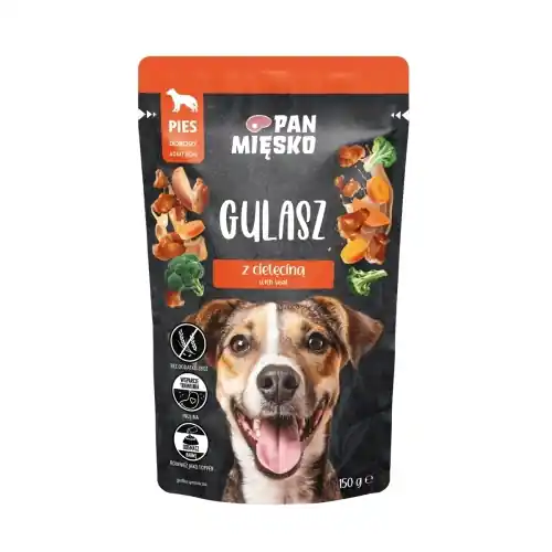 Niska cena Pan Mi臋sko Gulasz Indyk z Ciel臋cin膮 150g - mokra karma dla psa