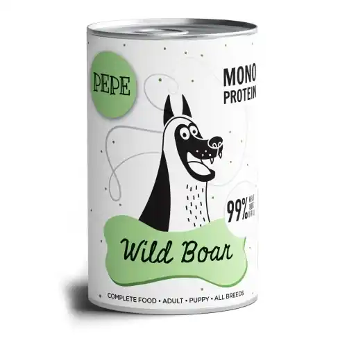 Łatwy zwrot PEPE MONO PROTEIN Dziczyzna 400g/800g - mokra karma dla szczeni膮t i doros艂ych ps贸w