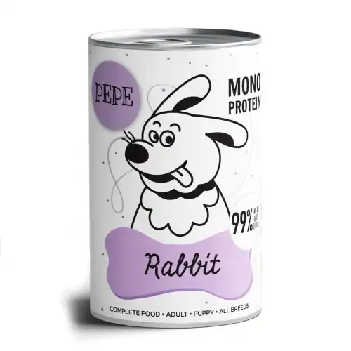 Super okazja PEPE MONO PROTEIN Kr贸lik 400g/800g - mokra karma dla szczeni膮t i doros艂ych ps贸w