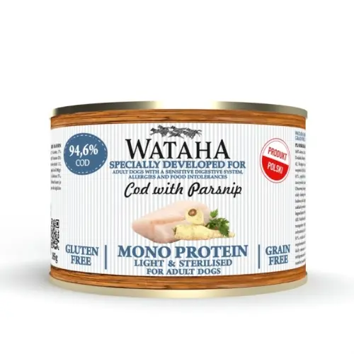 Wataha Dorsz Light&Sterilised 185g/400g/800g - niskot艂uszczowa monobia艂kowa mokra karma dla ps贸w sterylizowanych Ekspresowa dostawa