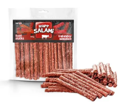 Ekspresowa dostawa Happet Salami wo艂owe pa艂eczki 500g Smako艂yki przysmaki dla PSA