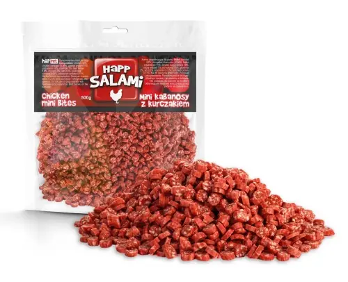 Happet Mini kawa艂ki salami z kurczakiem 500g Smako艂yki przysmaki dla PSA Bezpieczna płatność