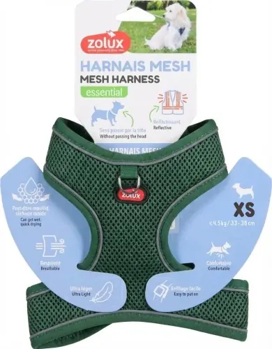 ZOLUX Szelki z siatki dla psa XS zielone Oddychaj膮ce bezuciskowe odblaskowe Oferta czasowa