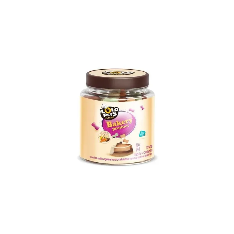 Lolo Pets Ciastka Dla Psa Kostki Mix w Słoiku Rozmiar M 210 g Bezpieczne zakupy