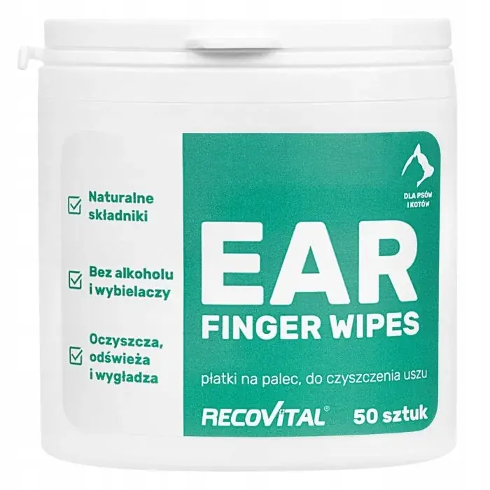 Bezpieczna płatność Recovital Ear Finger Wipes 50 sztuk płatki do uszu dla zwierząt