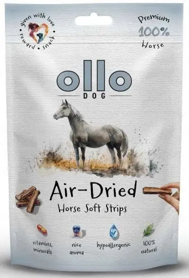 Bezpieczne zakupy Ollo Air Dried Horse Strips 80g delikatnie suszone przysmaki z koniny