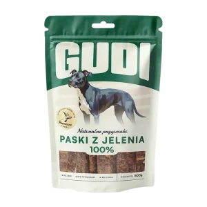 GUDI Paski mięsne Jeleń 500g naturalne przysmaki dla psa Nowy