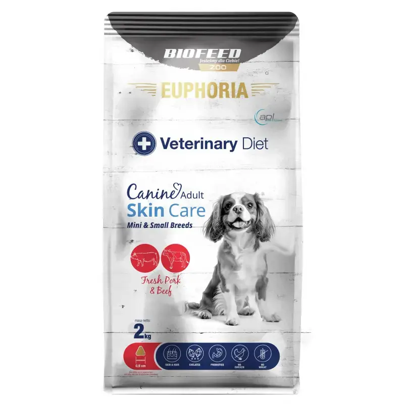 Biofeed Euphoria Canine Adult Skin Care sucha karma dla psa z wieprzowiną i wołowiną XS/S Łatwy zwrot