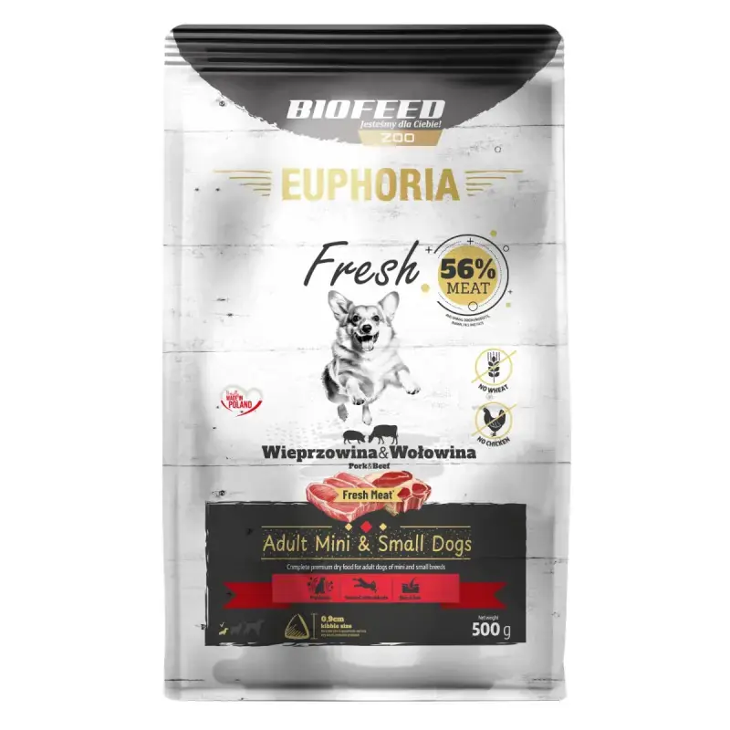 Bezpieczna płatność Biofeed Euphoria Fresh Meat Adult Mini & Small Wieprzowina i Wołowina XS/S